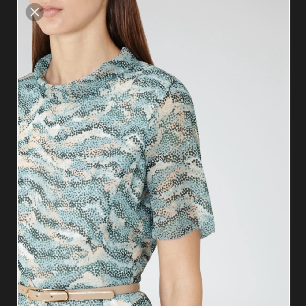 Reiss Blue and Cream Mini Dress - Picture 3 of 4